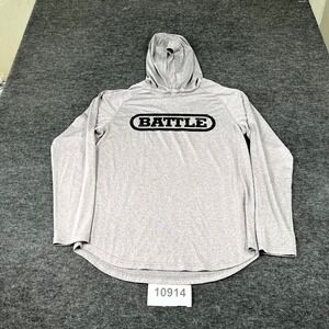 Battle Hoodie Mens Large Gray Graphic Logo Athletic Long Sleeve Performance